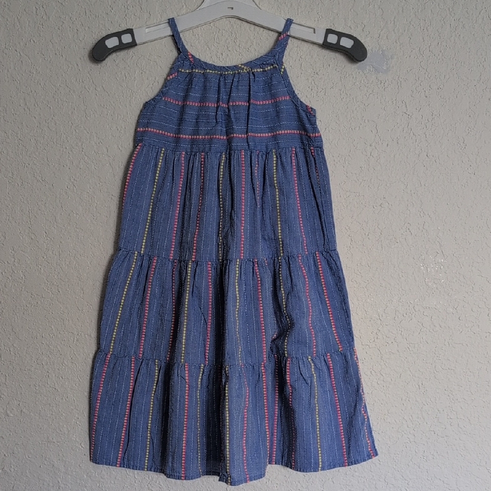 Cat & Jack Blue Dress with Colorful Stripes - Picture 3 of 7